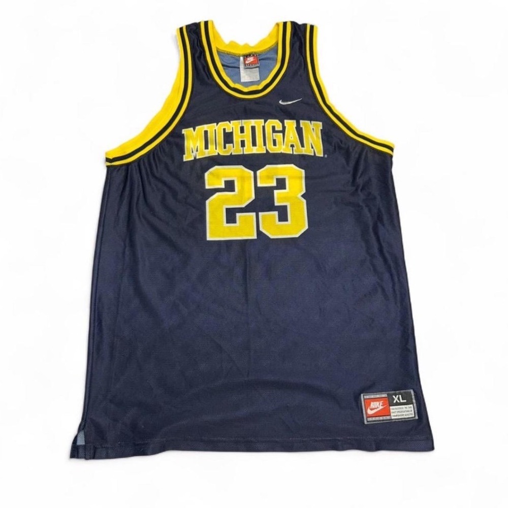 Vintage Nike Michigan Wolverines Basketball Jersey 23 Navy Blue Mens XL Mesh